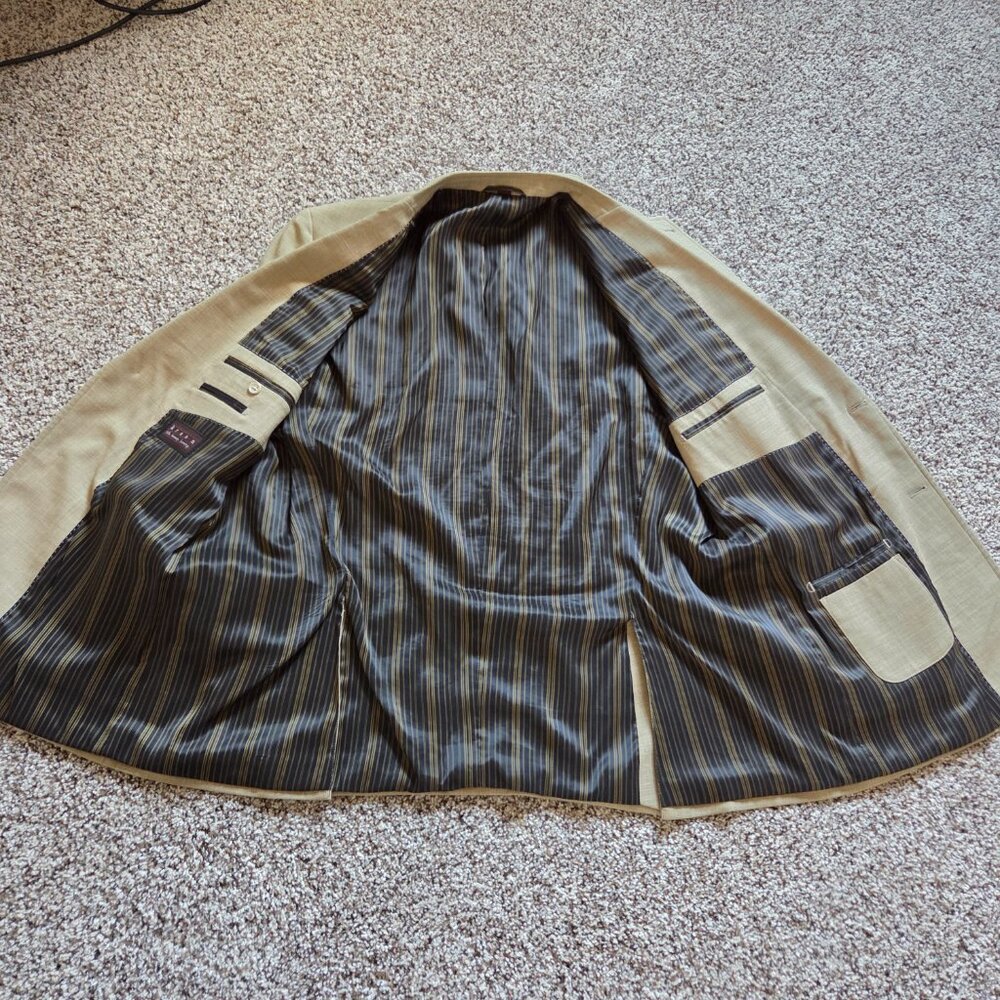 Kroon K3 Sport Coat Blazer Men’s Sz 46R Wool Linen Blend Beige Pockets Lined - Picture 3 of 9